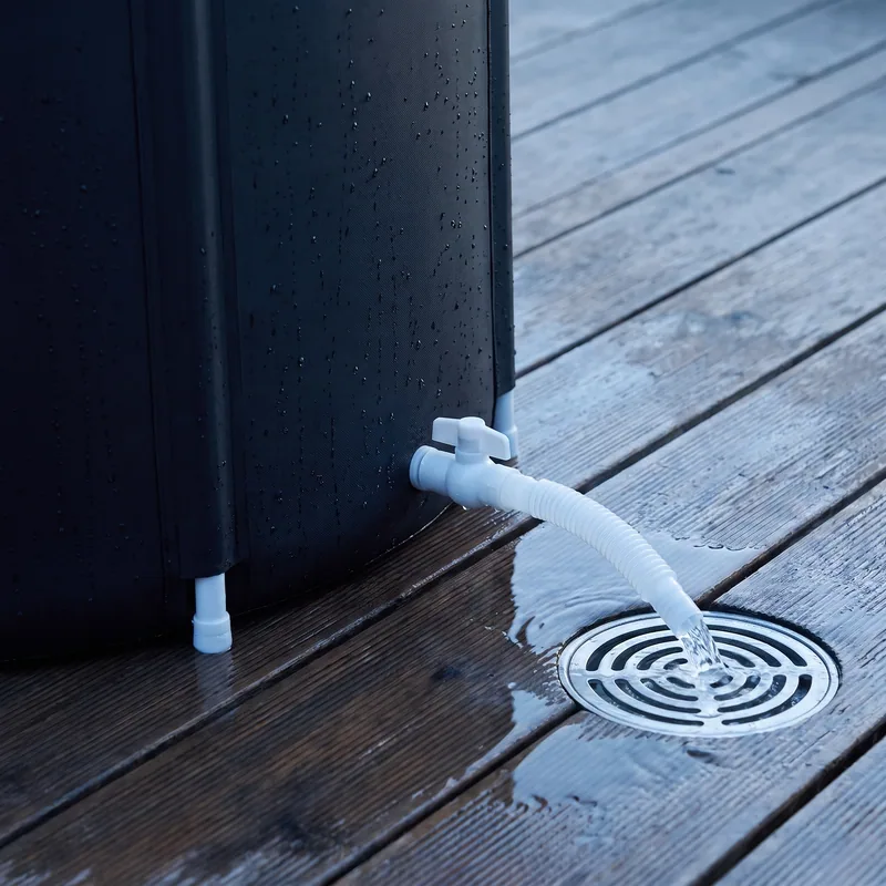 The side drain hose of the Ice Bath Tub, with its valve